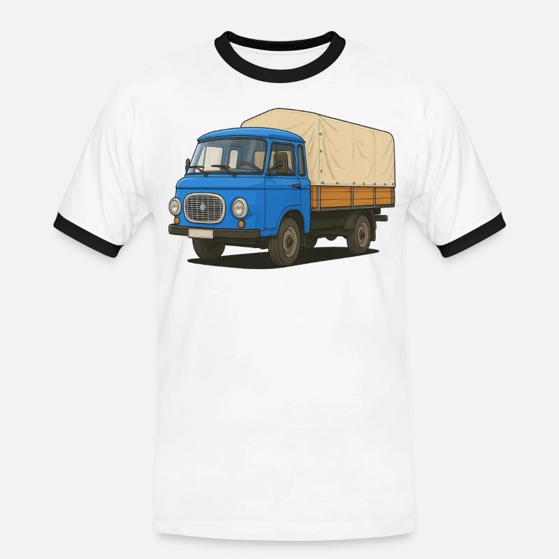 Ost-Pritsche - Männer Kontrast-T-Shirt - Weiß/Schwarz