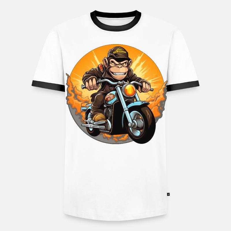 Affe Motorrad / Motorradfahrer Affen - Männer Kontrast-T-Shirt - Weiß/Schwarz