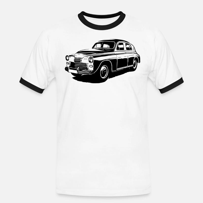 Pobeda Elegance - Männer Kontrast-T-Shirt - Weiß/Schwarz