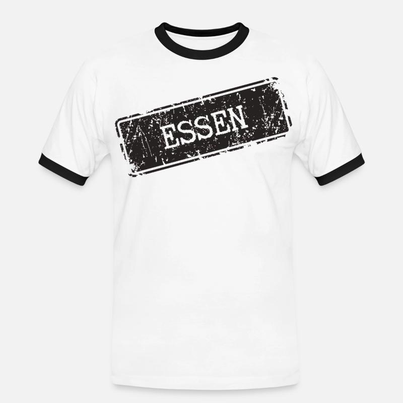 Essen Küchenmotif mit rustikaler Note - Männer Kontrast-T-Shirt - Weiß/Schwarz