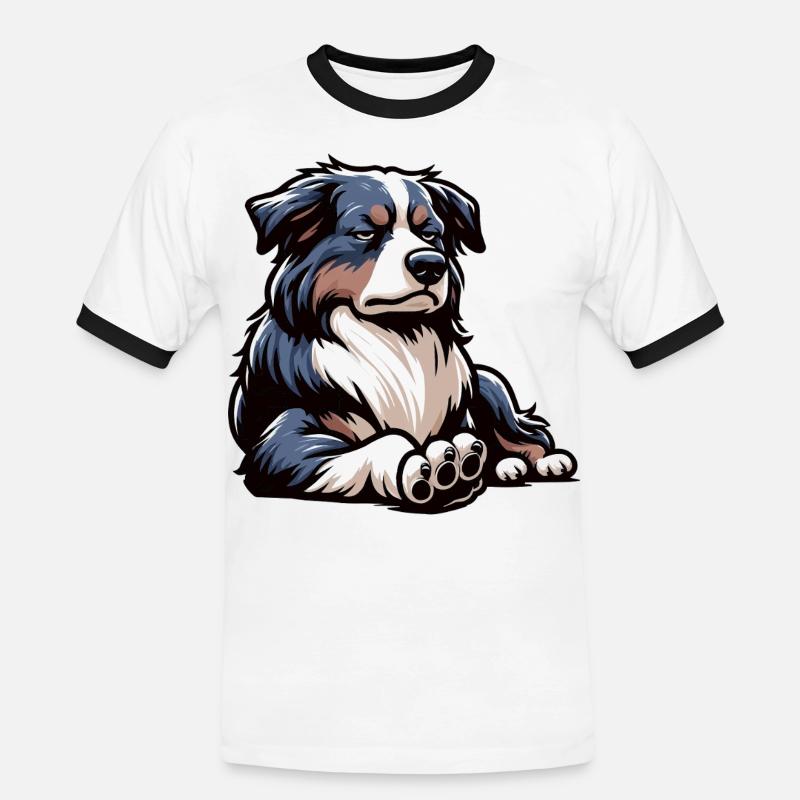 Australian Shepherd Aussie Aussiebesitzer Aussies - Männer Kontrast-T-Shirt - Weiß/Schwarz