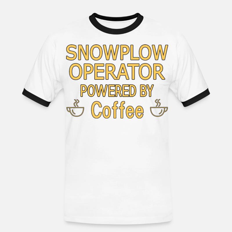 Snowplow Operator Powered Coffee Schneepflugfahrer - Männer Kontrast-T-Shirt - Weiß/Schwarz