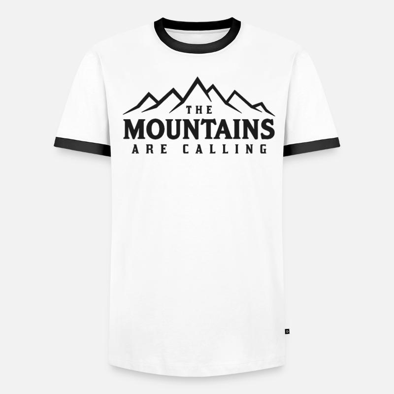 THE MOUNTAINS ARE CALLING Spruch Statement - Männer Kontrast-T-Shirt - Weiß/Schwarz