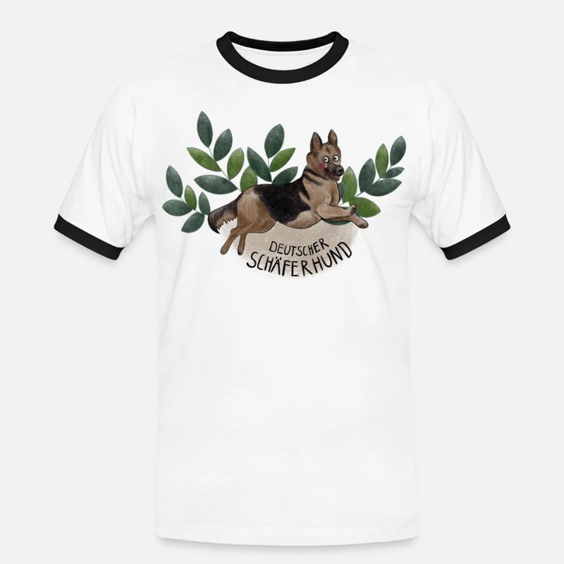 Deutscher Schäferhund Botanika - Männer Kontrast-T-Shirt - Weiß/Schwarz