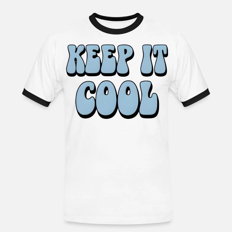 Keep It Cool Bubble Text - Men's Ringer Shirt - white/black