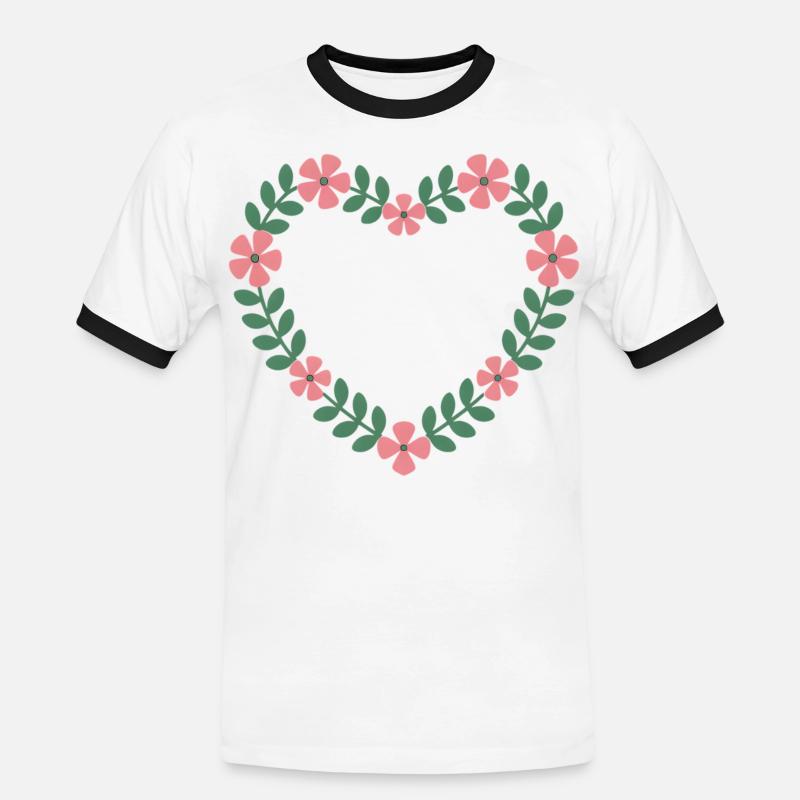 Bride Squad Blumenherz - Männer Kontrast-T-Shirt - Weiß/Schwarz