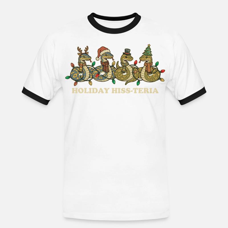 King Python Christmas Lights Gift - Men's Ringer Shirt - white/black