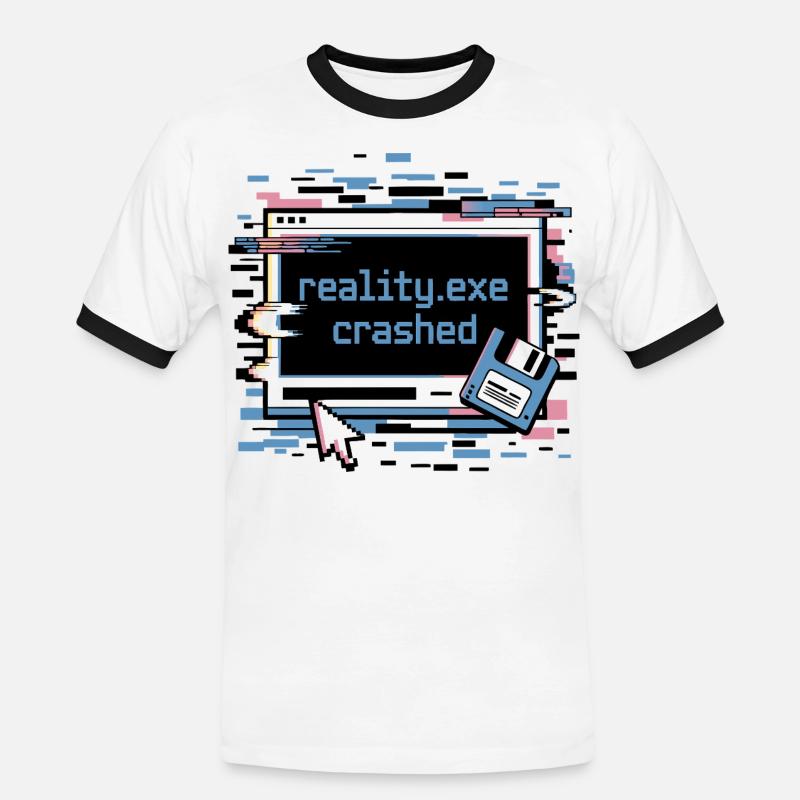 Reality.exe Crashed Retro Pixel Design - Men's Ringer Shirt - white/black
