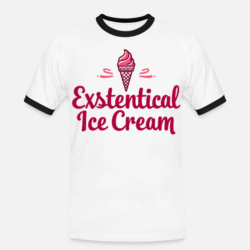 Existenzielle Eiscreme Lustiger Spruch Eis Waffel - Männer Kontrast-T-Shirt - Weiß/Schwarz
