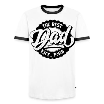 The Best Dad EST 1985 - Men's Ringer Shirt - white/black - Front - AI Model Female 172 light (172cm) & AI Model Male 178 dark (178cm)