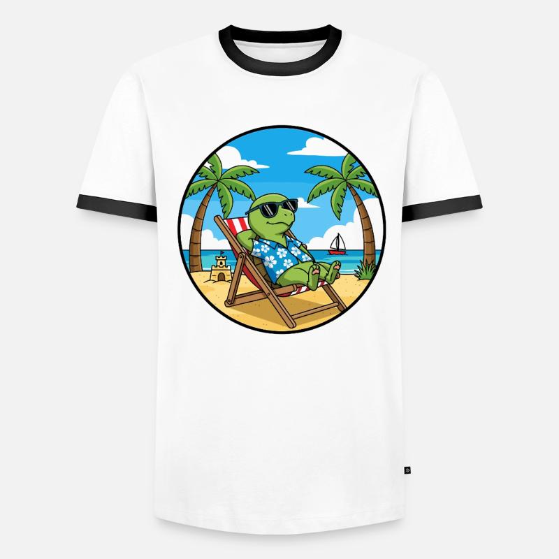 Cool Turtle Beach Vacation Summer Vibes - Men's Ringer Shirt - white/black