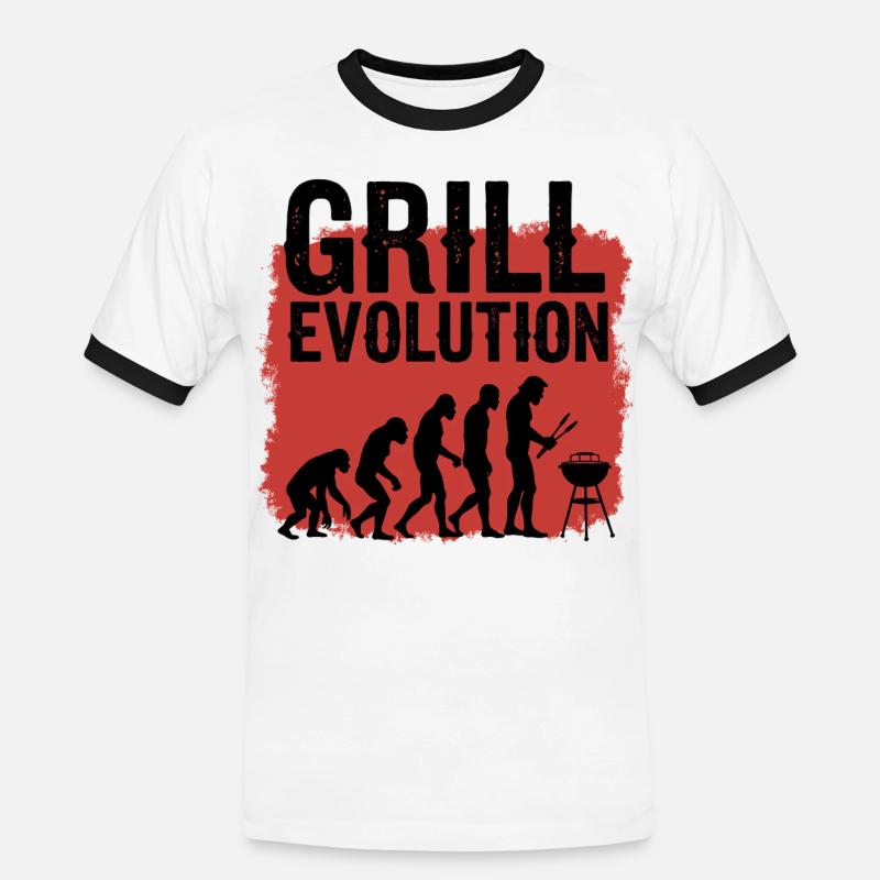Grill Evolution Funny Grill Master Saying - Men's Ringer Shirt - white/black