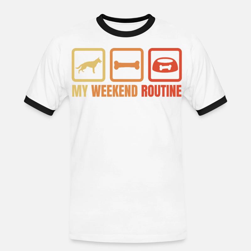 German Shepherd Weekend Routine - Men's Ringer Shirt - white/black