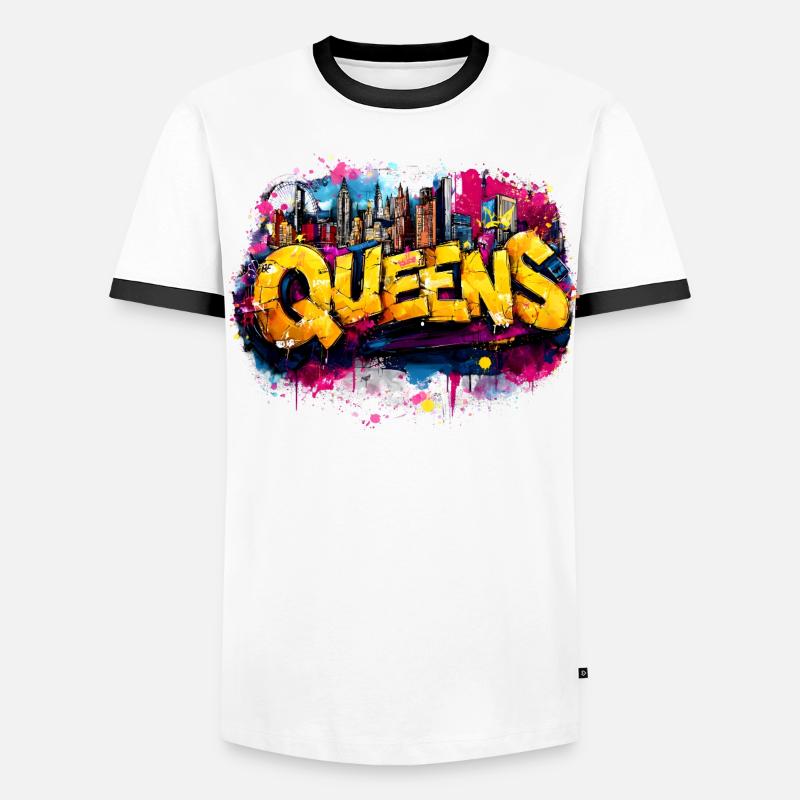 Queens Graffiti Skyline Farbexplosion - Männer Kontrast-T-Shirt - Weiß/Schwarz