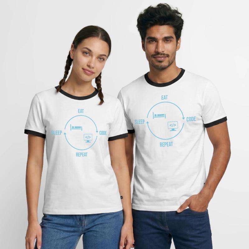 Eat Sleep Code Repeat - Programmierer Kreislauf Männer Kontrast-T-Shirt