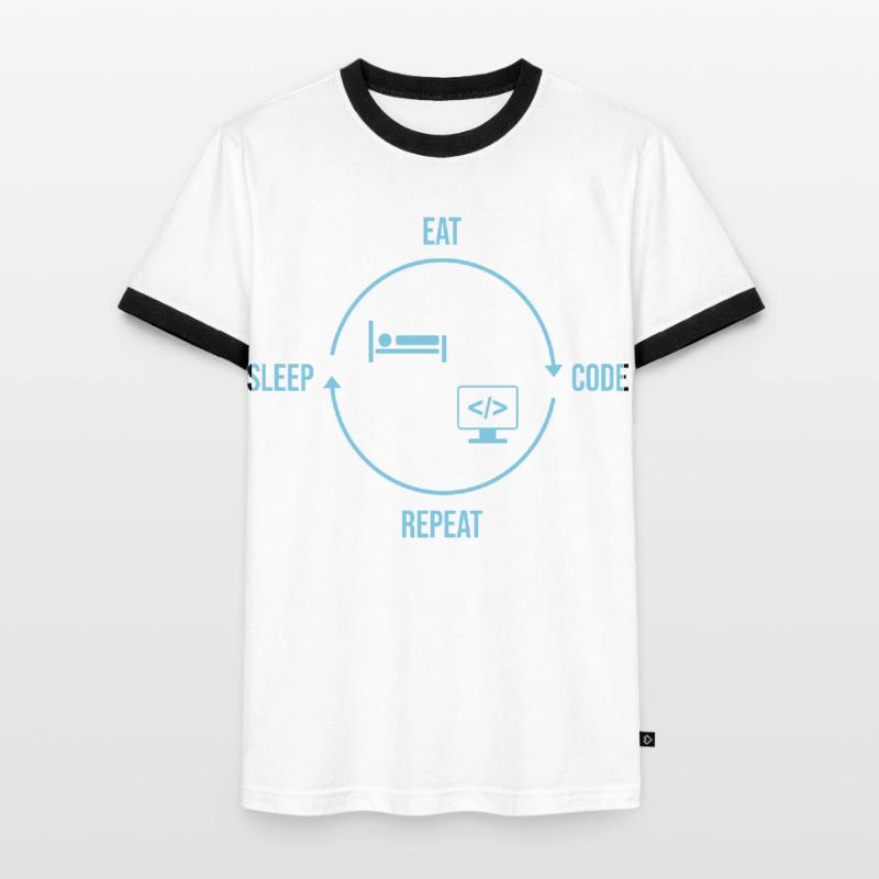 Eat Sleep Code Repeat - Programmer Cycle Men's Ringer Shirt