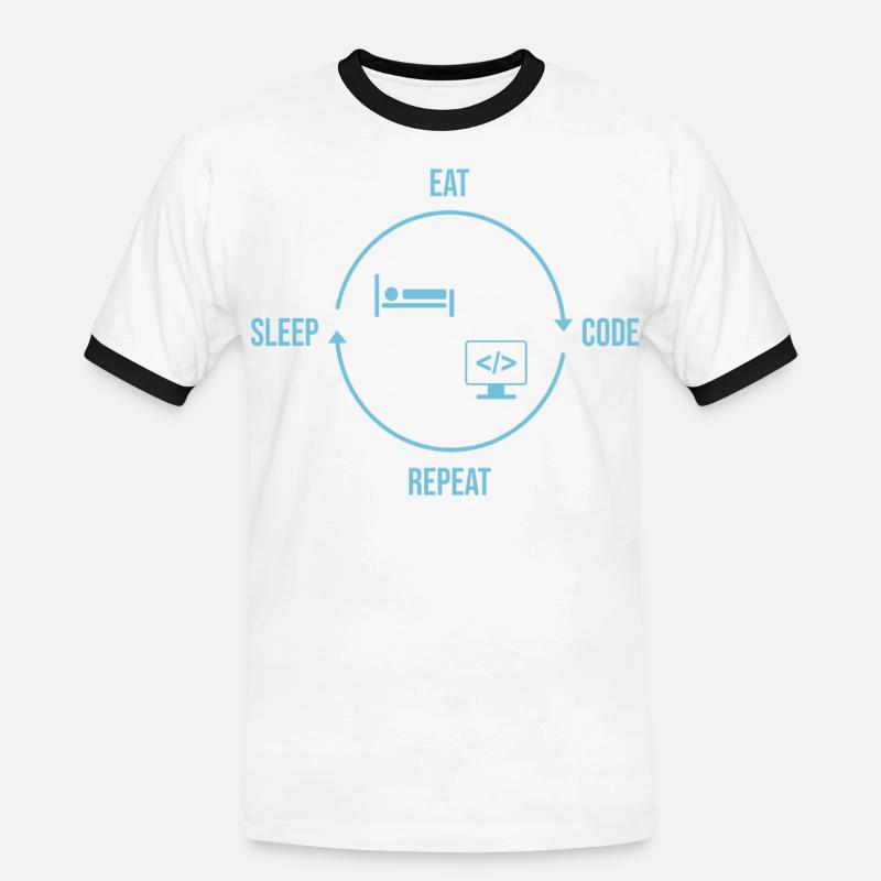 Eat Sleep Code Repeat - Programmierer Kreislauf - Männer Kontrast-T-Shirt - Weiß/Schwarz