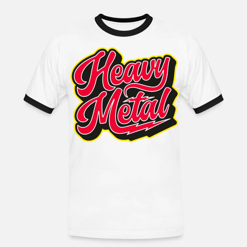 Heavy Metal Bold 3D Script - Men's Ringer Shirt - white/black