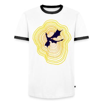 Goldener Ausbruch - Männer Kontrast-T-Shirt - Weiß/Schwarz - Vorne - AI Model Female 172 light (172cm) & AI Model Male 178 dark (178cm)