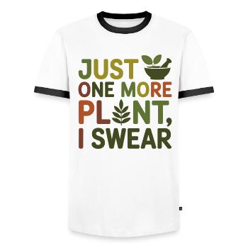 Herbalist Just One More Plant Professional  - Men's Ringer Shirt - white/black - Front - AI Model Female 172 light (172cm) & AI Model Male 178 dark (178cm)