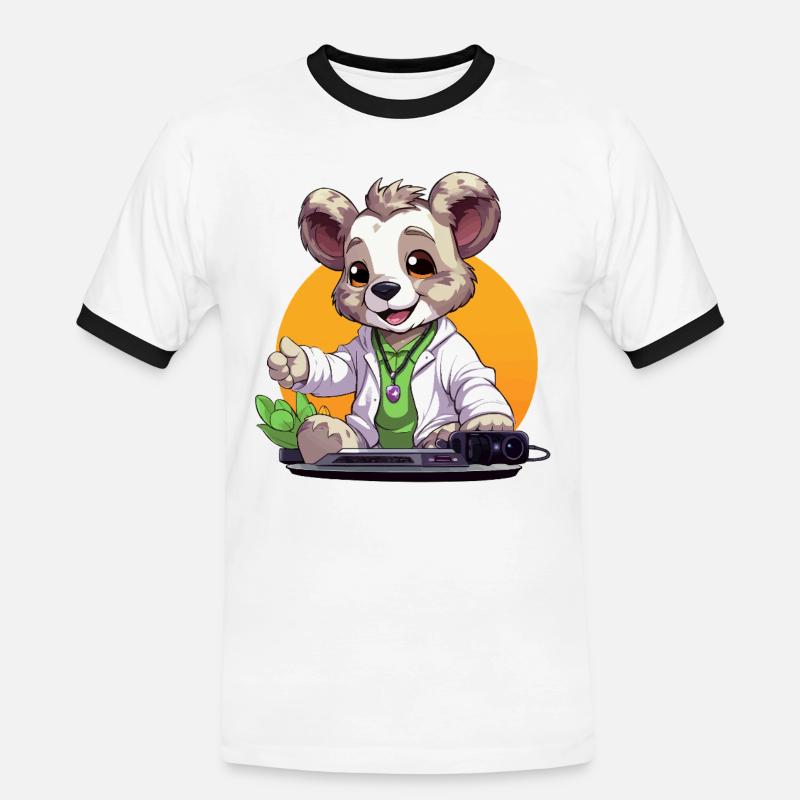 Tech-Koala Creator in retro look - Men's Ringer Shirt - white/black