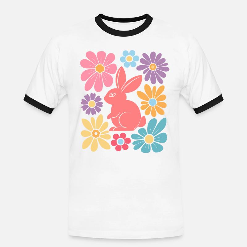 Happy Easter Bunny Boho - Men's Ringer Shirt - white/black