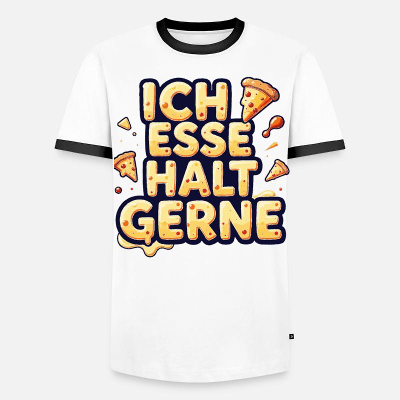 Ich esse halt gerne Pizza - Männer Kontrast-T-Shirt - Weiß/Schwarz