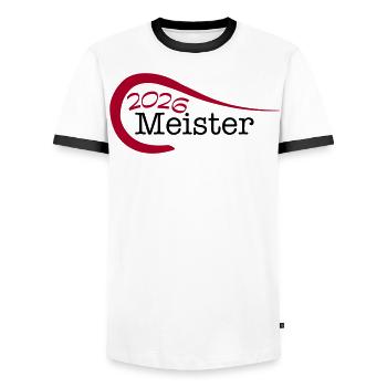 Champion 2026 Championship - Men's Ringer Shirt - white/black - Front - AI Model Female 172 light (172cm) & AI Model Male 178 dark (178cm)