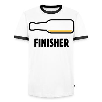 Finisher (Bier / Bierchen / Biertrinker / POS 2C) - Männer Kontrast-T-Shirt - Weiß/Schwarz - Vorne - AI Model Female 172 light (172cm) & AI Model Male 178 dark (178cm)