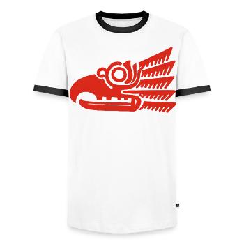 Roter Stammesvogelkopf - Männer Kontrast-T-Shirt - Weiß/Schwarz - Vorne - AI Model Female 172 light (172cm) & AI Model Male 178 dark (178cm)