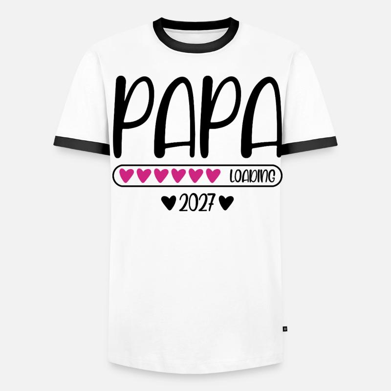 Papa 2027 loading mit Herzchen Ladebalken - Männer Kontrast-T-Shirt - Weiß/Schwarz