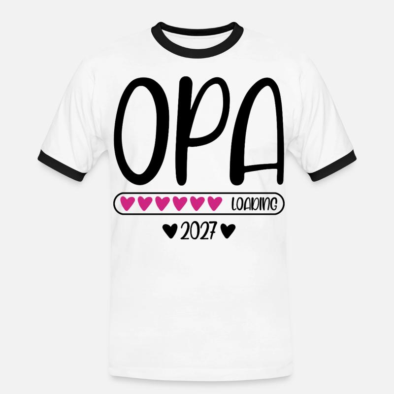 Opa 2027 loading Herzchen Ladebalken - Männer Kontrast-T-Shirt - Weiß/Schwarz