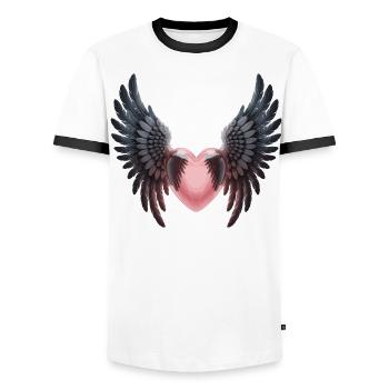 Love Angel Wings Shirt – Herz mit Flügeln - Männer Kontrast-T-Shirt - Weiß/Schwarz - Vorne - AI Model Female 172 light (172cm) & AI Model Male 178 dark (178cm)