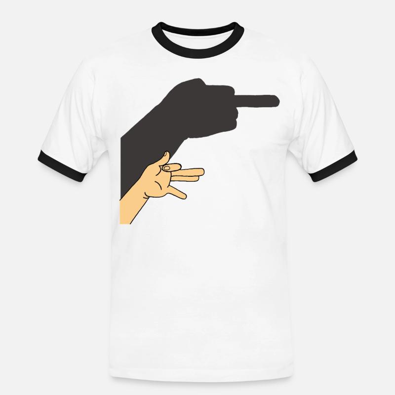 Schatten eines Hundes oder nicht - Männer Kontrast-T-Shirt - Weiß/Schwarz