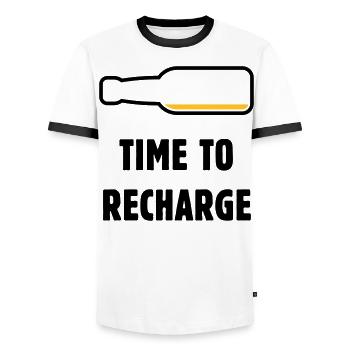 Temps de recharger (Bière / Bière / Pourriture 2C) - T-shirt contrasté Homme - blanc/noir - Devant - AI Model Female 172 light (172cm) & AI Model Male 178 dark (178cm)