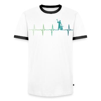 blacksmith hammer heartbeat metalworker - Men's Ringer Shirt - white/black - Front - AI Model Female 172 light (172cm) & AI Model Male 178 dark (178cm)