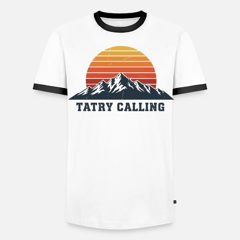 Tatry Calling Retro Mountain Sunset Design - Maglietta Contrast da uomo - bianco/nero