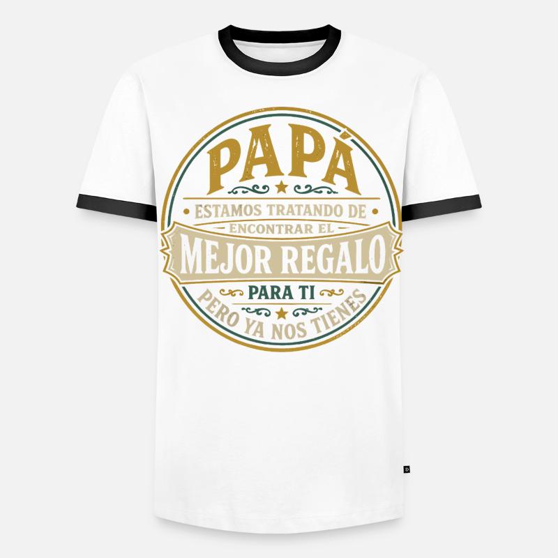 Papa Beste Geschenk Kinder Spanisch Design - Männer Kontrast-T-Shirt - Weiß/Schwarz