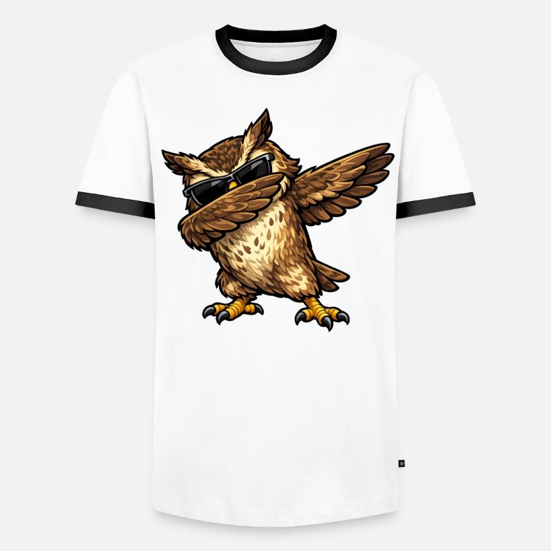 Dabbing Eagle Owl - Men's Ringer Shirt - white/black