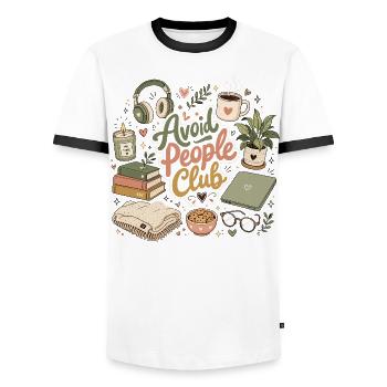Humour introverti : Calme au lieu d’être humain - T-shirt contrasté Homme - blanc/noir - Devant - AI Model Female 172 light (172cm) & AI Model Male 178 dark (178cm)