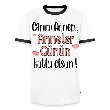 Türkische Mama Muttertag - Männer Kontrast-T-Shirt - Weiß/Schwarz - Vorne - AI Model Female 172 light (172cm) & AI Model Male 178 dark (178cm)