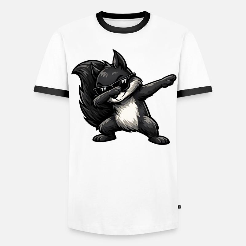Dabbing Black Squirrel - Men's Ringer Shirt - white/black