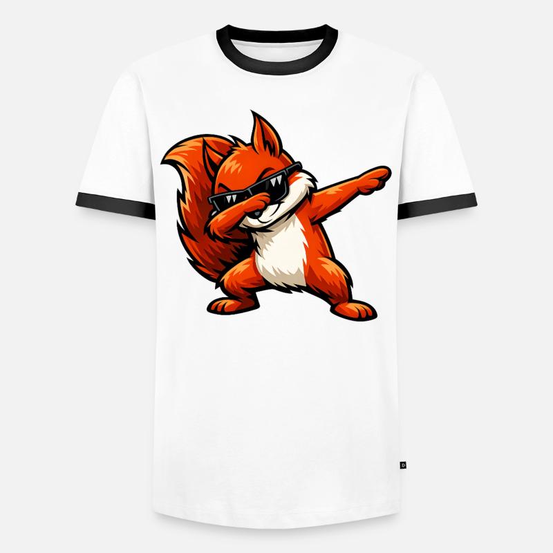 Dabbing Rotes Eichhörnchen - Männer Kontrast-T-Shirt - Weiß/Schwarz