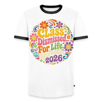 Retraite Professeur 2026 - Class Dismissed For Lif - T-shirt contrasté Homme - blanc/noir - Devant - AI Model Female 172 light (172cm) & AI Model Male 178 dark (178cm)