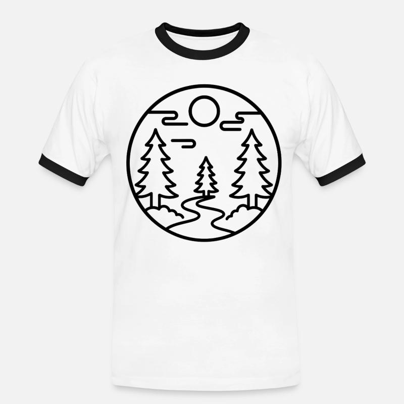 Moonforest Path Silhouette - Men's Ringer Shirt - white/black