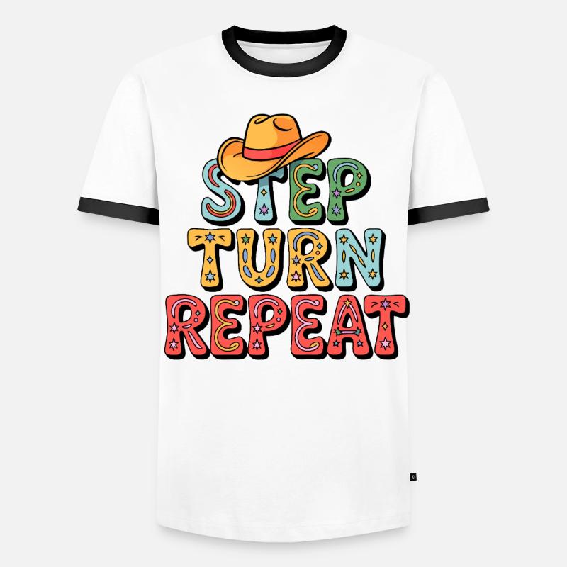 Line Dance Step Turn Repeat - Männer Kontrast-T-Shirt - Weiß/Schwarz