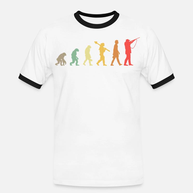 Evolution Hunting Jagd Jäger - Männer Kontrast-T-Shirt - Weiß/Schwarz