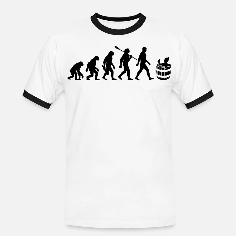 Evolution - Eisbader - Winterbaden - Eisbaden - Männer Kontrast-T-Shirt - Weiß/Schwarz
