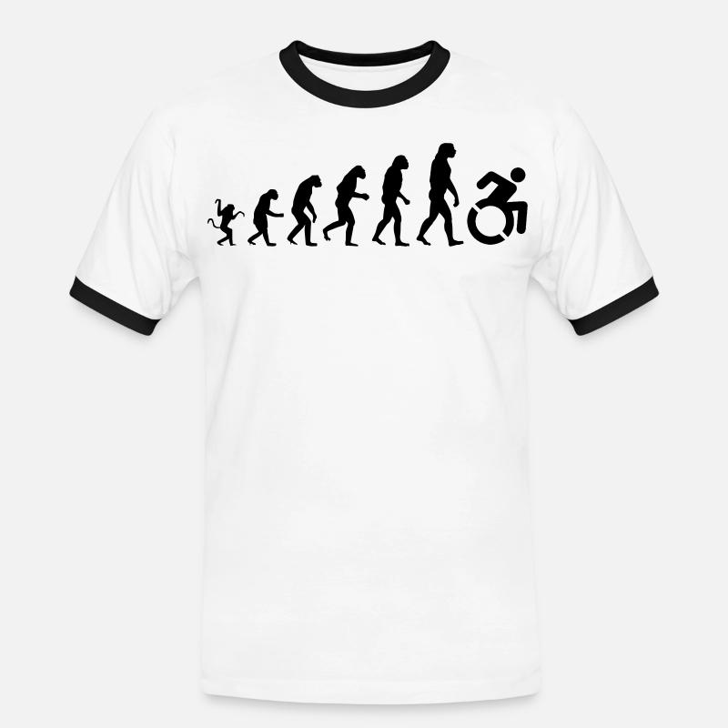 Evolution des Rollstuhls * - Männer Kontrast-T-Shirt - Weiß/Schwarz