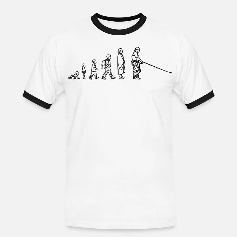 Fischer Evolution - Männer Kontrast-T-Shirt - Weiß/Schwarz